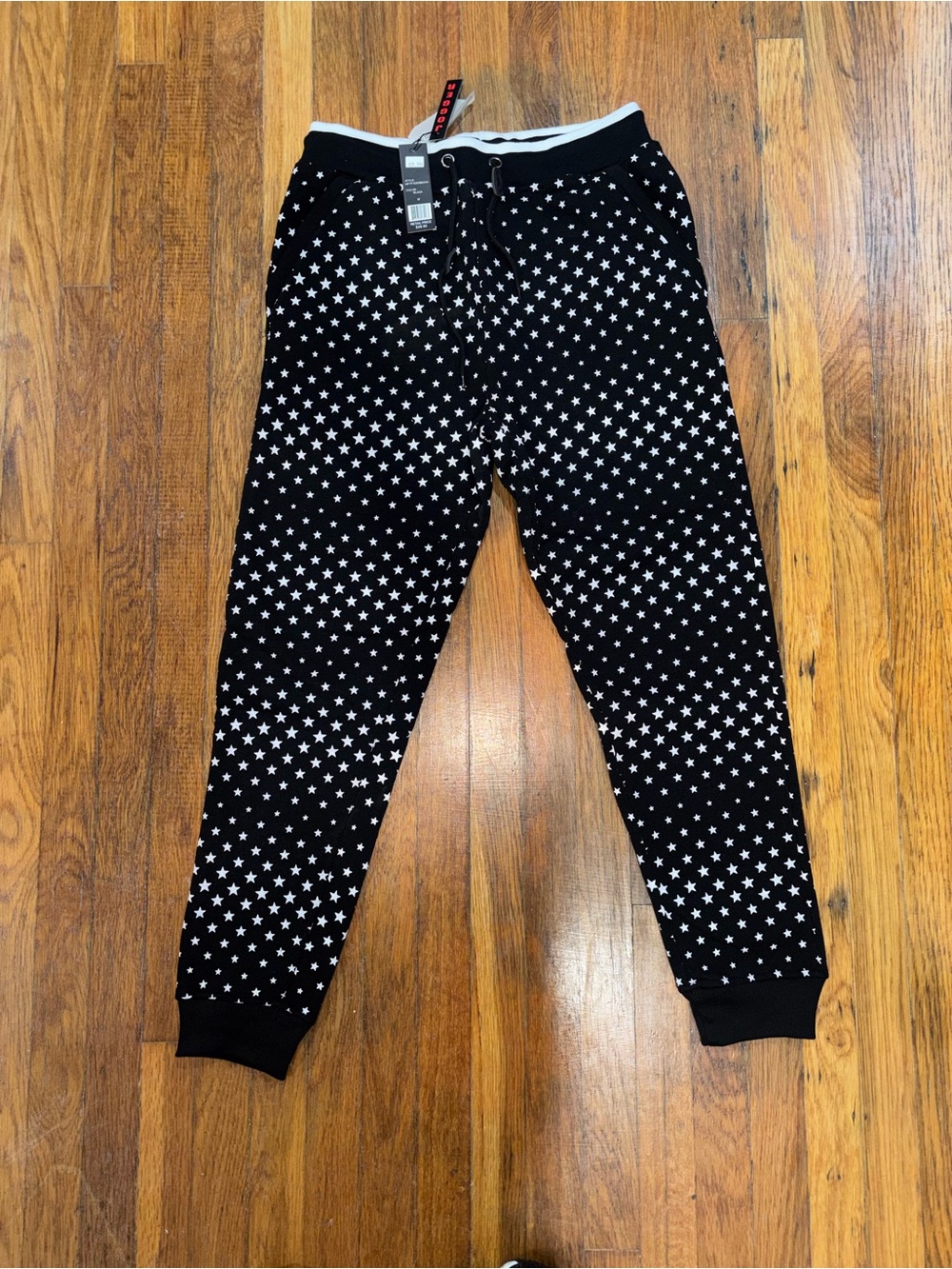 New Galaxy Black Star Print Jogger Pants Sz:M